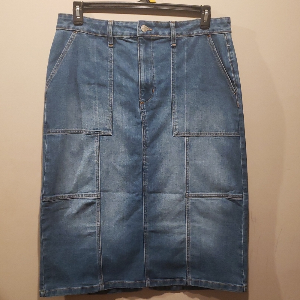Time and Tru Blue Denim Pencil Skirt